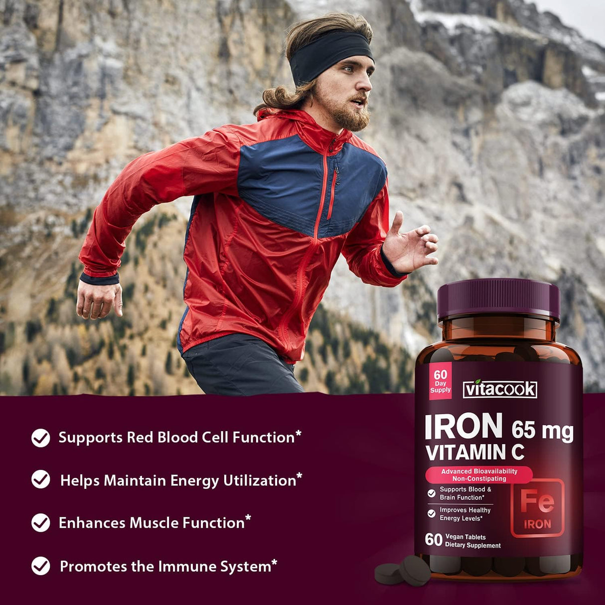 Suplemento Vitacook de hierro para mujeres y hombres vegano