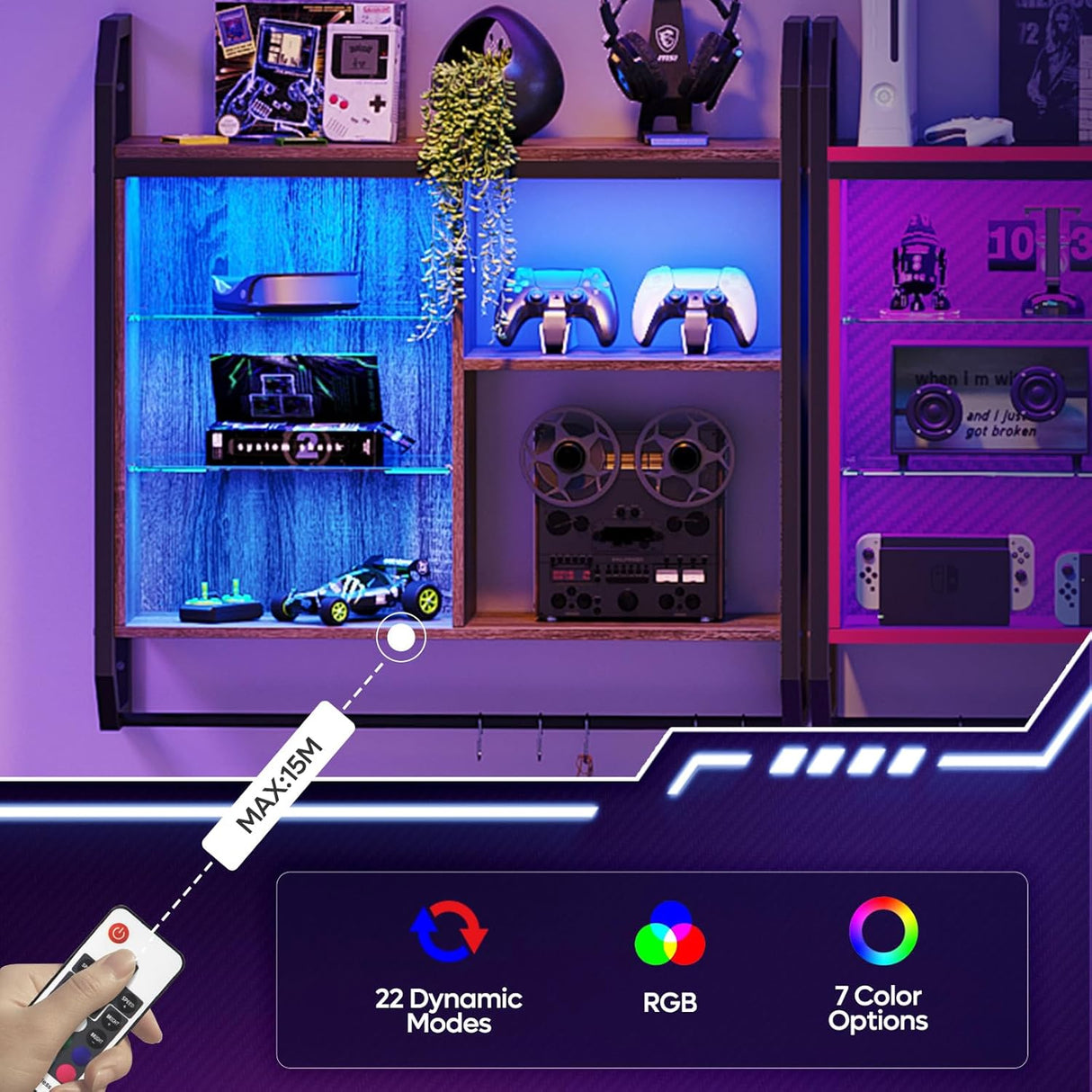 Estantería Flotante LED Bestier, 34 con 6 Ganchos S-Hook