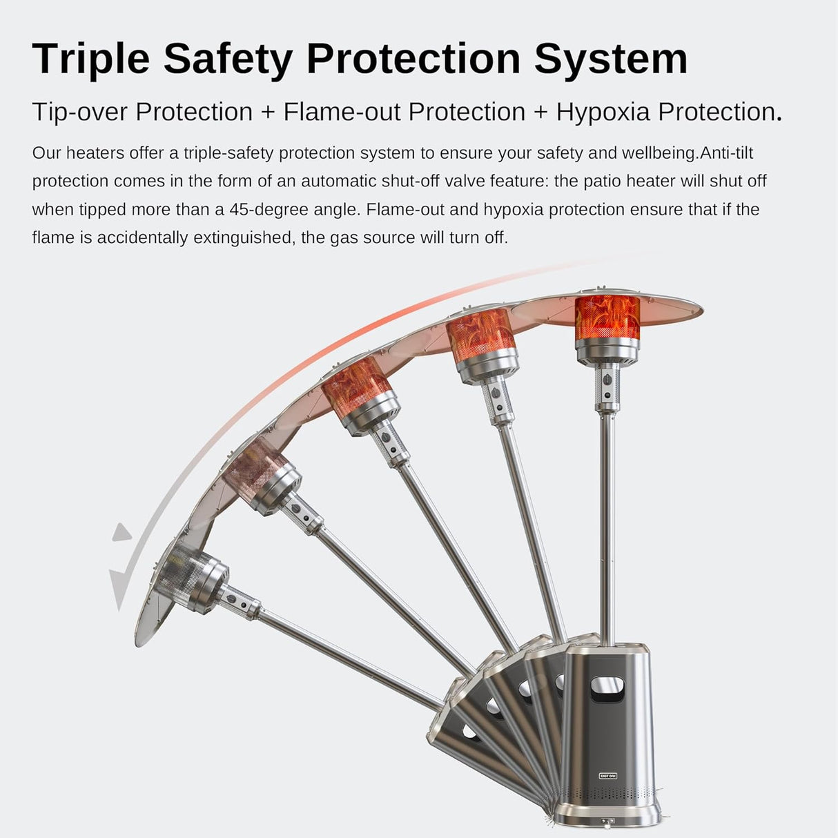 Calentador de patio de acero inoxidable para exteriores