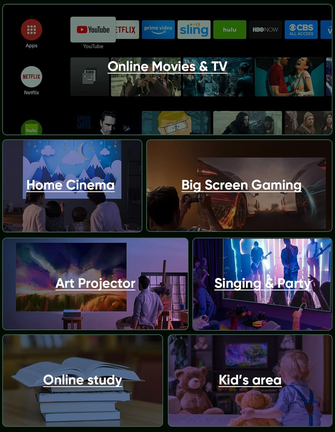 Proyector TMY 1080P nativo, WiFi 5G, Bluetooth 5.1, portátil