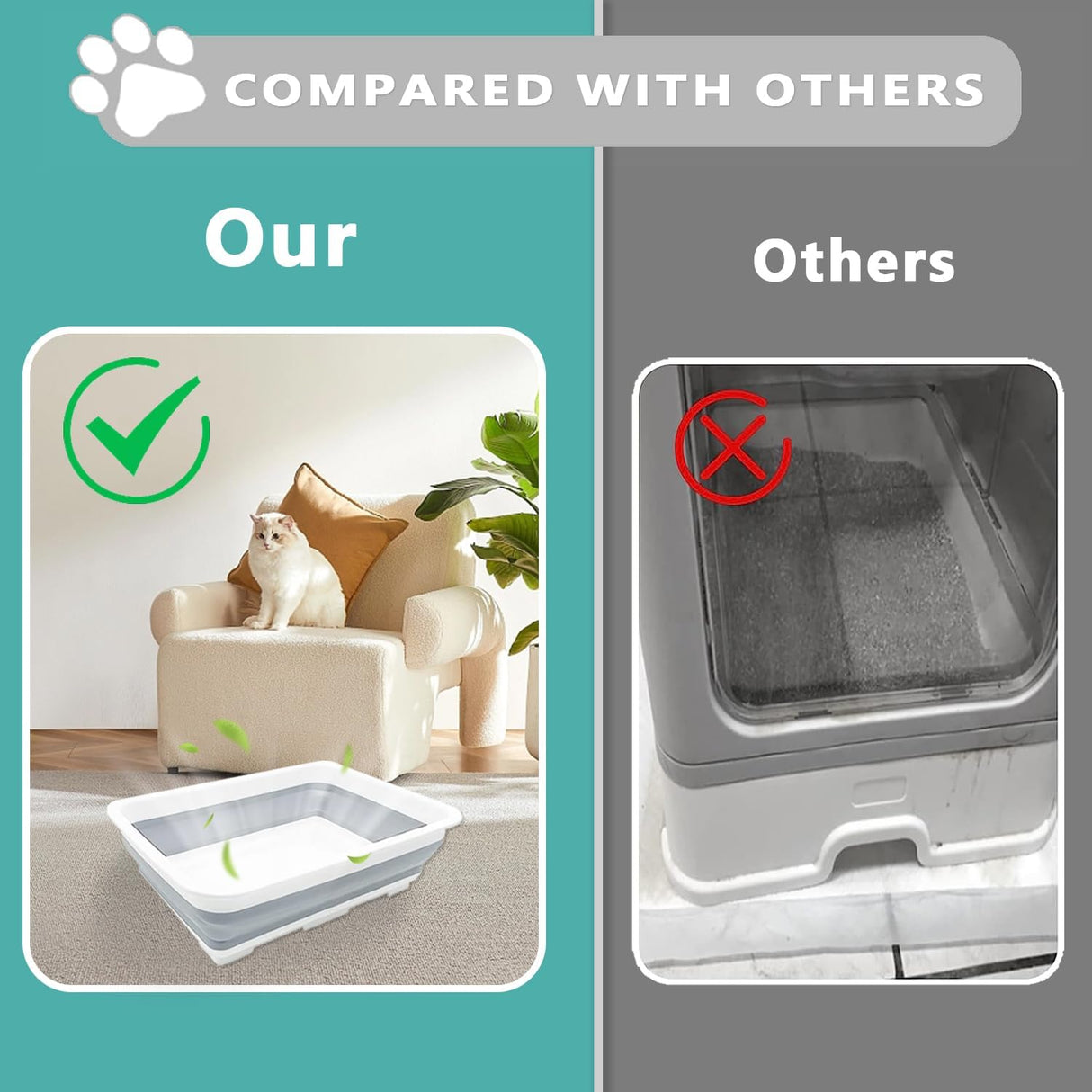 Caja de arena plegable pequeña para gatos SLkuniu