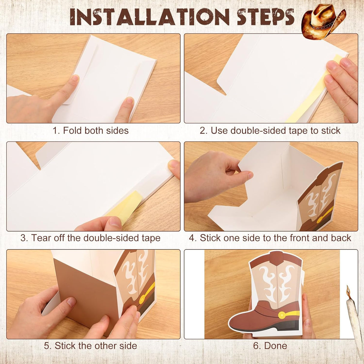 Cajas de Botas Vaqueras para Fiestas Temáticas del Oeste