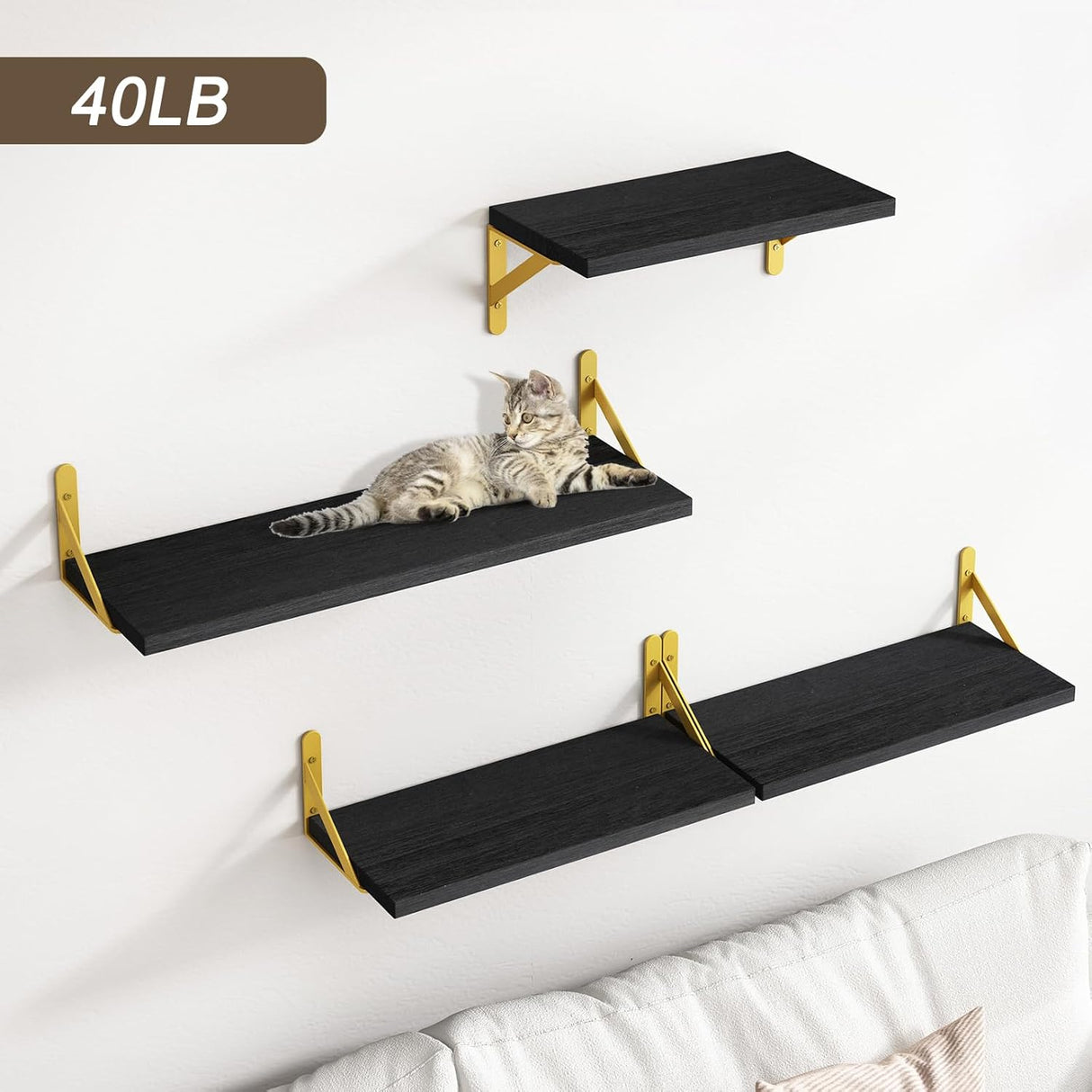 Estanterías Flotantes YGEOMER, Juego de 4 para Pared, Madera