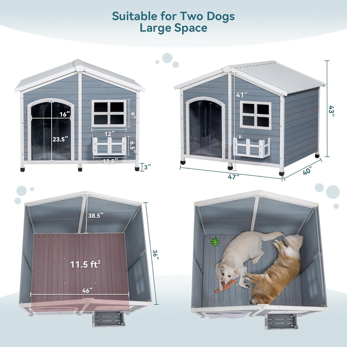 Casa para perros extra grande para exteriores con techo PVC