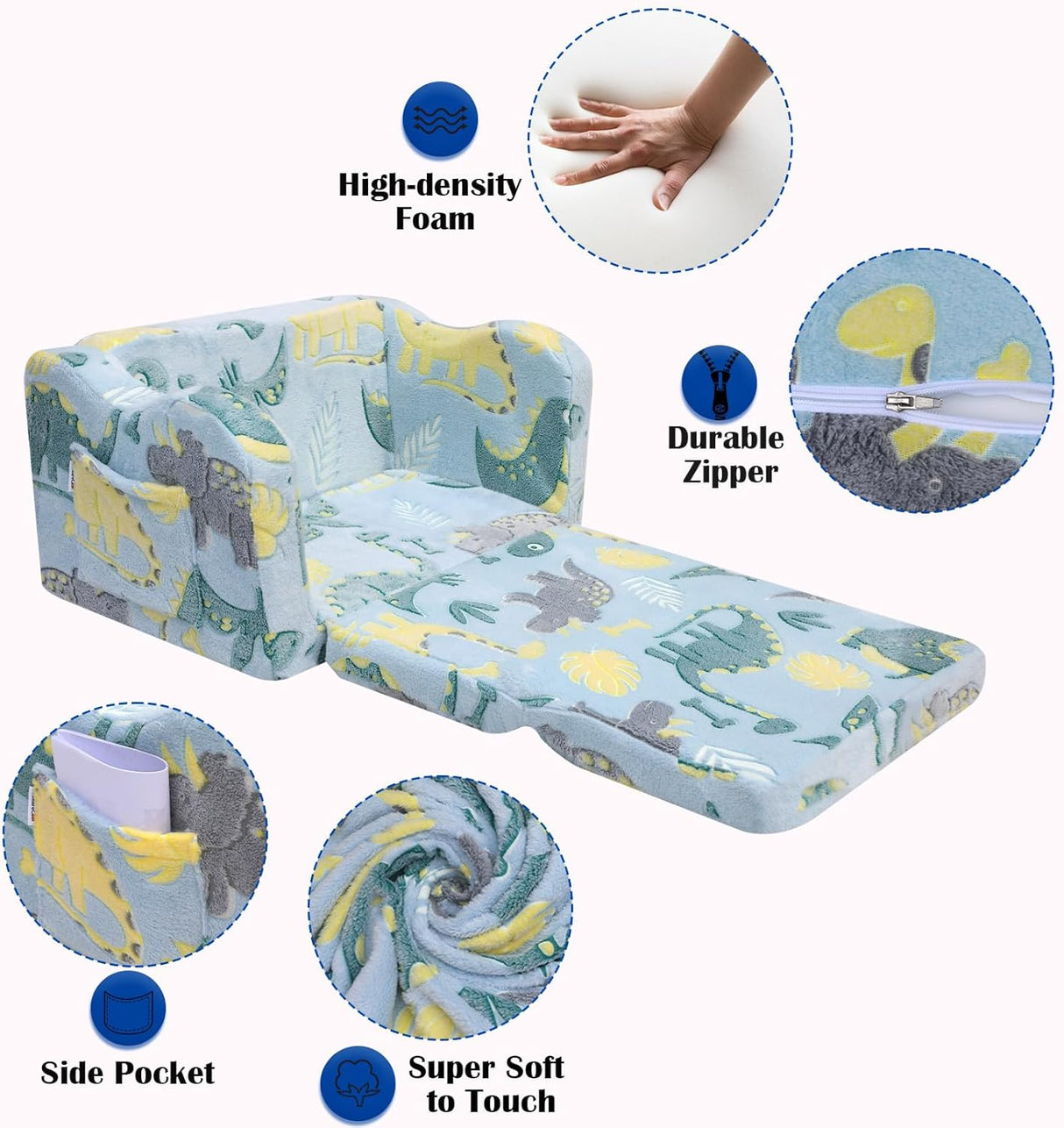 Silla de felpa suave y plegable para niños pequeños