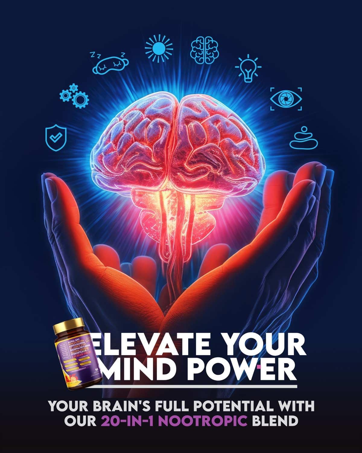 Suplemento Nootrópico Alpha GPC, Fosfatidilserina, Hierba de San Juan