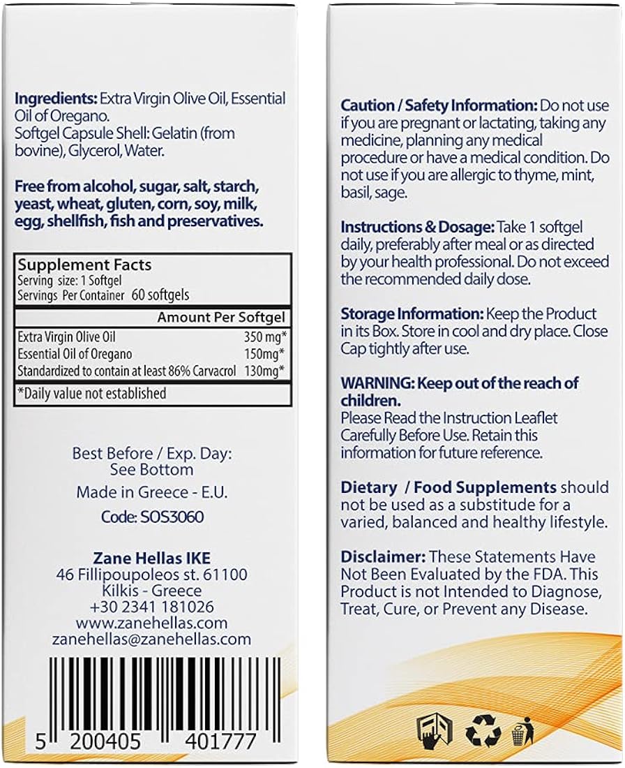 Suplemento 130 mg de Carvacrol - 150 mg de aceite de orégano