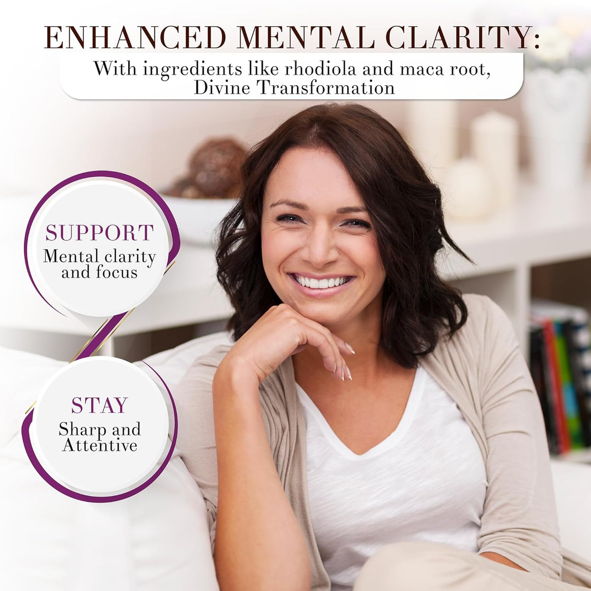 Suplemento de equilibrio hormonal con Black Cohosh, Maca y Basil para menopausia