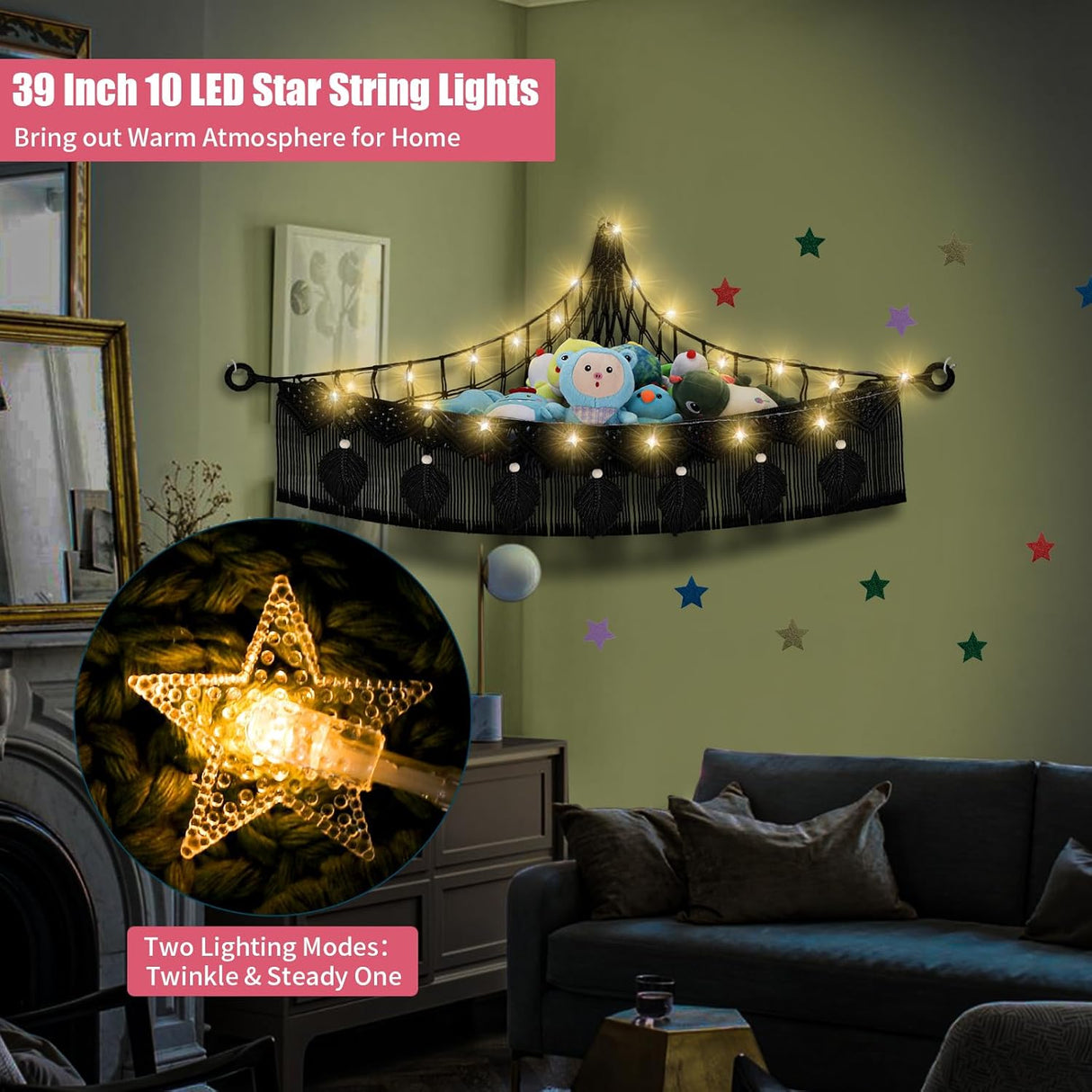 Hamaca de Almacenamiento para Peluches, Jumbo Boho Leaf, 56