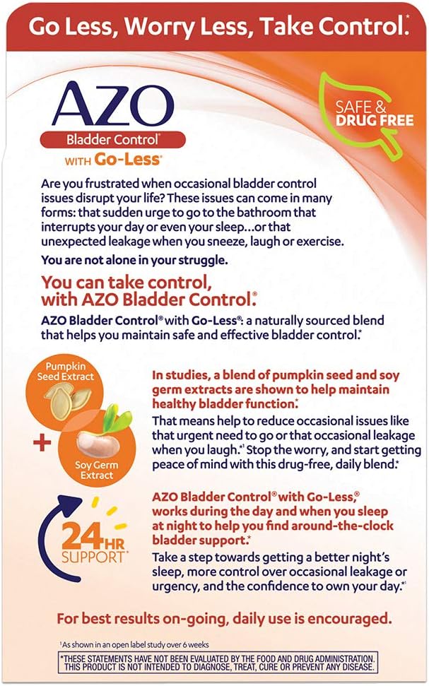 Suplemento AZO Control de Vejiga, Reduce Urgencia y Filtraciones, 54 Cápsulas