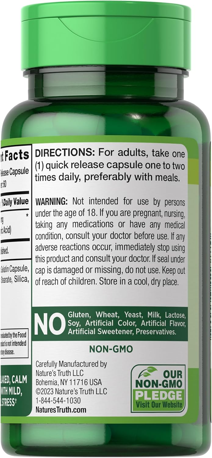 Suplemento Natures Truth GABA 750 mg ácido aminobutírico