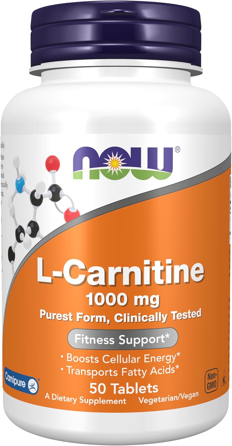 L-Carnitina 1000 mg NOW Foods, Apoyo Fitness, 50 Tabletas