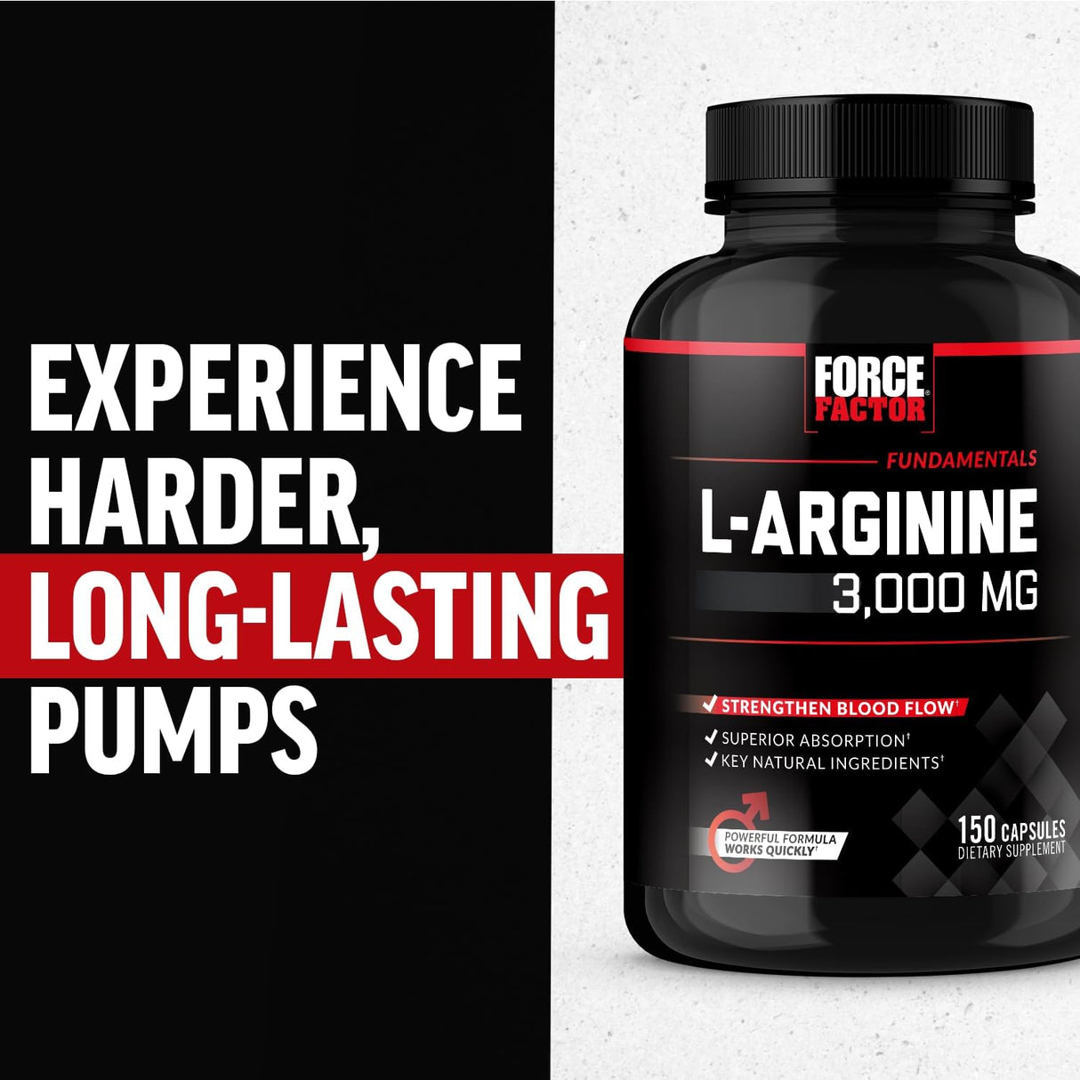 Suplemento L-Arginina FORCE FACTOR, 3000mg, 150 cápsulas