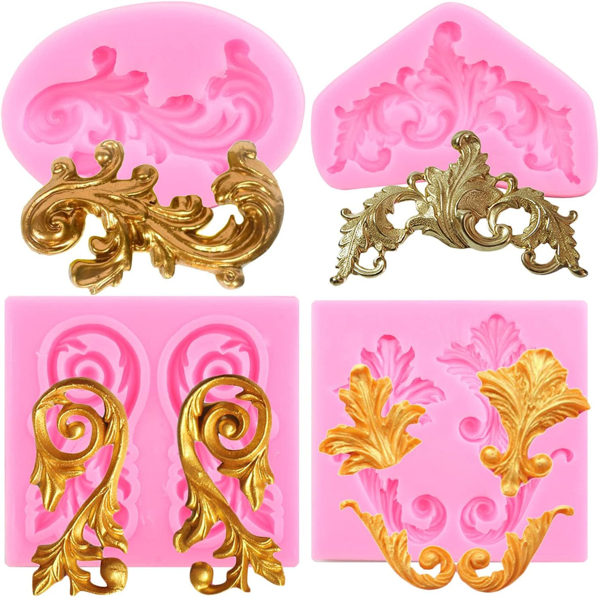 MYPRACS Molde de fondant barroco para fondant 3D esculpidos