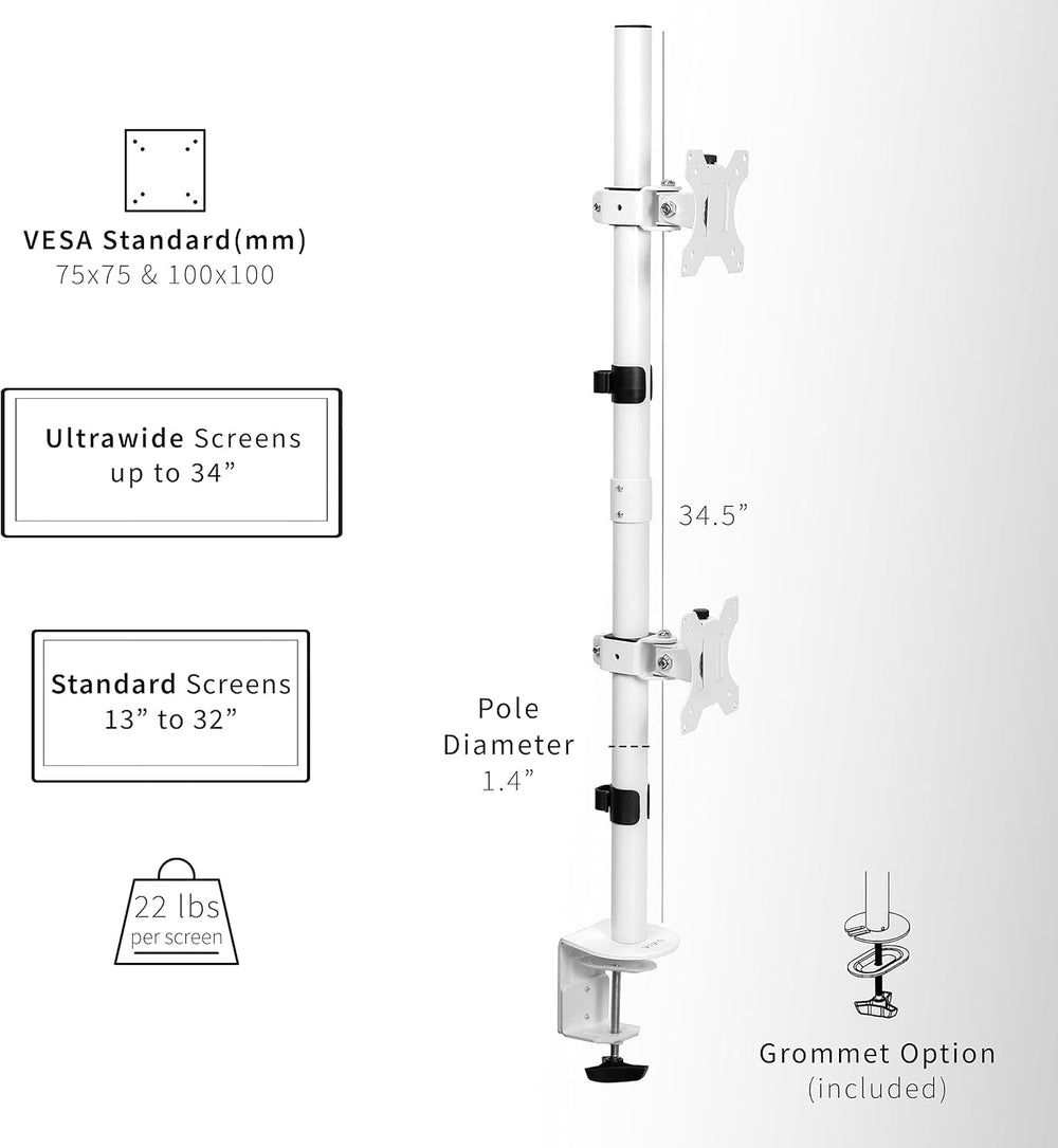 Soporte de Doble Monitor VIVO, Ajustable para 2 Pantallas, STAND-V002TW
