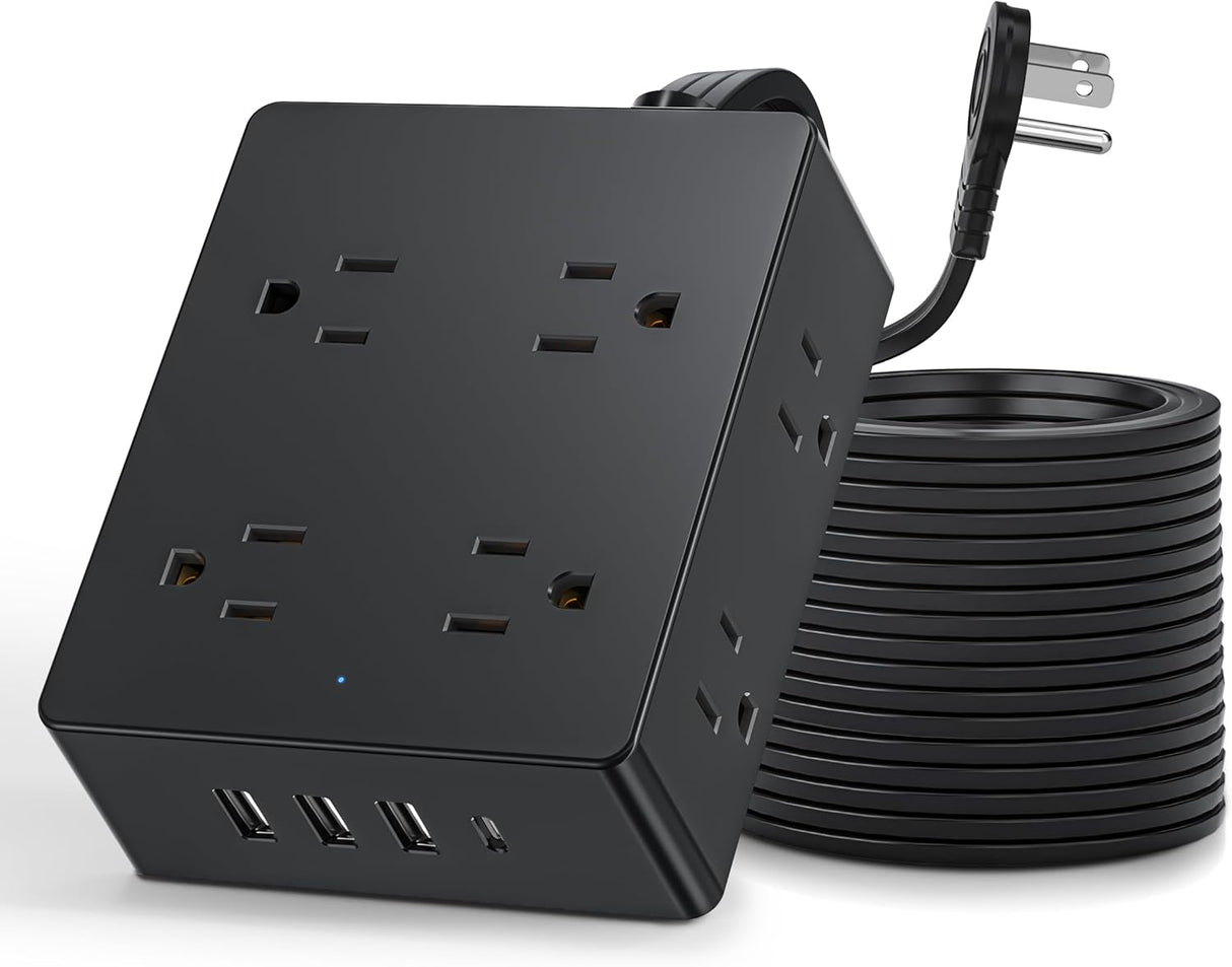 olcorife - Protector de sobretensiones, cable de extensión negro