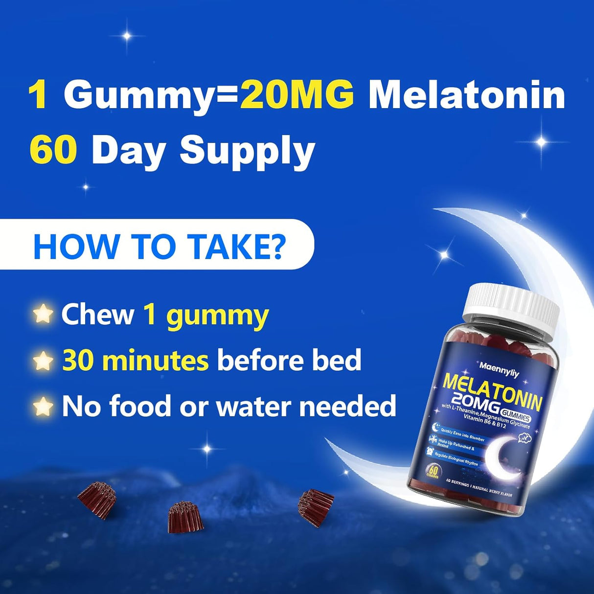 Gomitas de Melatonina 20mg Sin Azúcar - Extra Fuerte