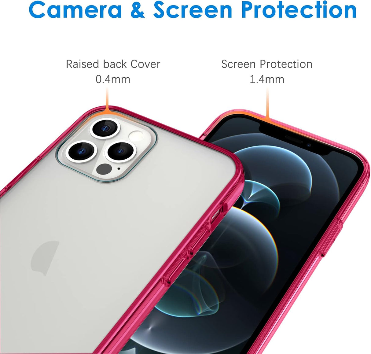 JETech Funda para iPhone 12/12 Pro de 6.1 pulgadas, cubierta de parachoques a prueba de golpes, parte trasera transparente antiarañazos, color rojo
