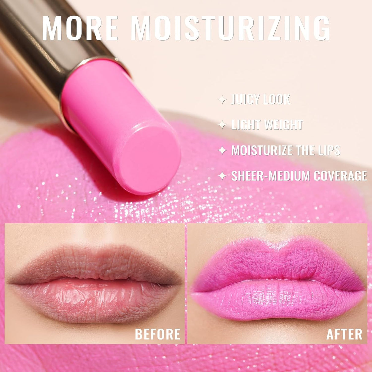 Labial Hidratante 2 en 1 Brillo Rosa Vegano para Labios Secos