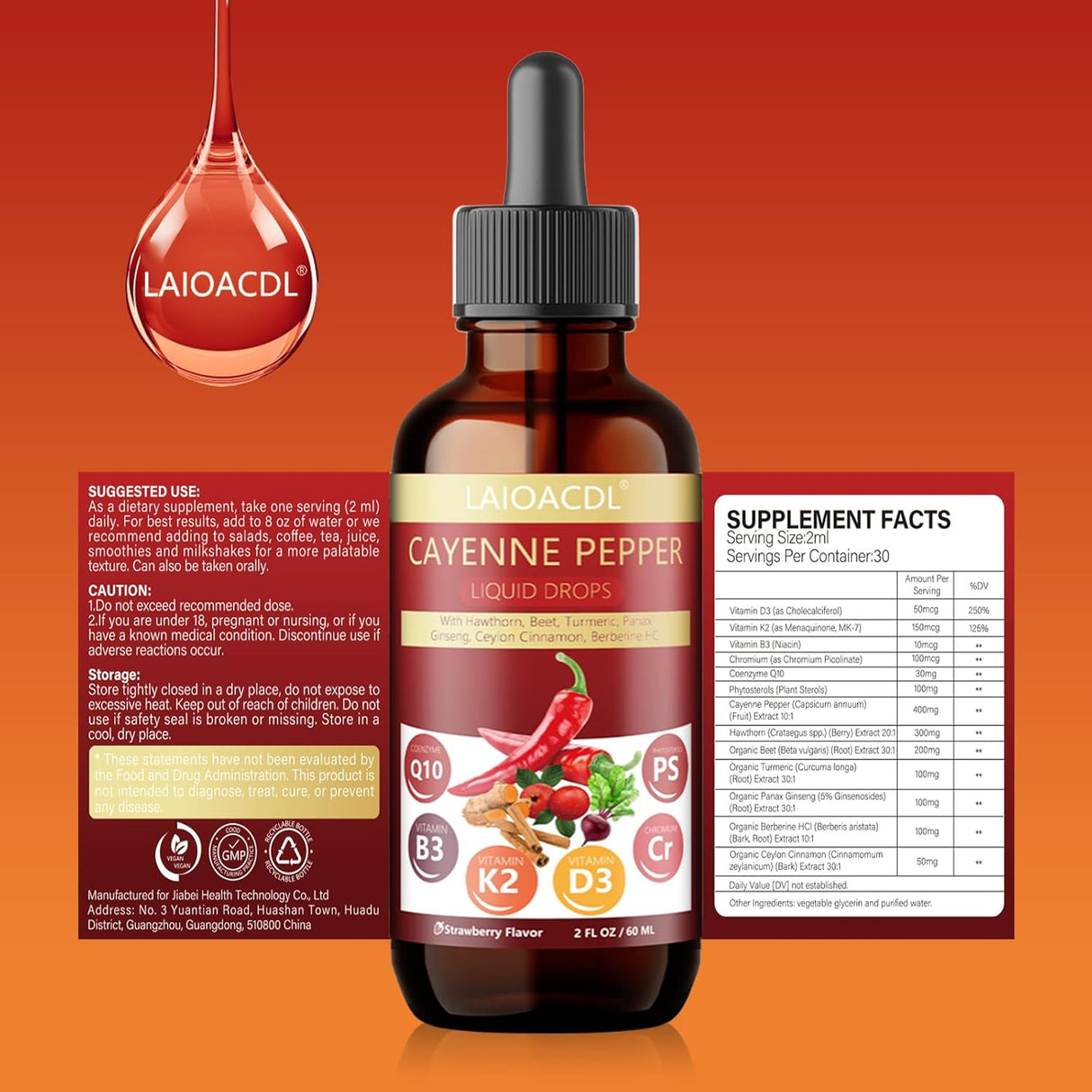 Suplemento líquido con cúrcuma, ginseng y berberina, 1 pack