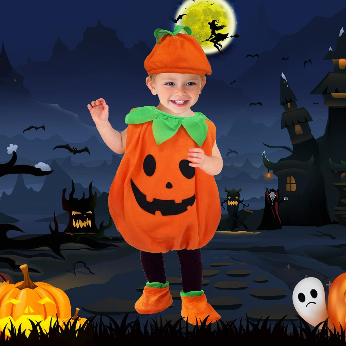 Disfraz de Calabaza EOZY para Niños, Halloween, Fiesta Escolar