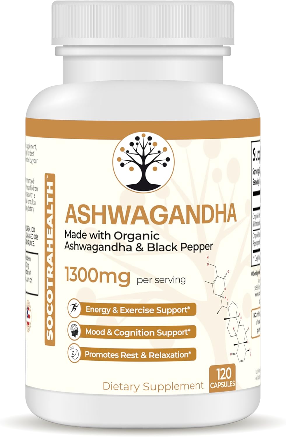 Ashwagandha con Pimienta Negra - Orgánico, 120 Cápsulas Veganas