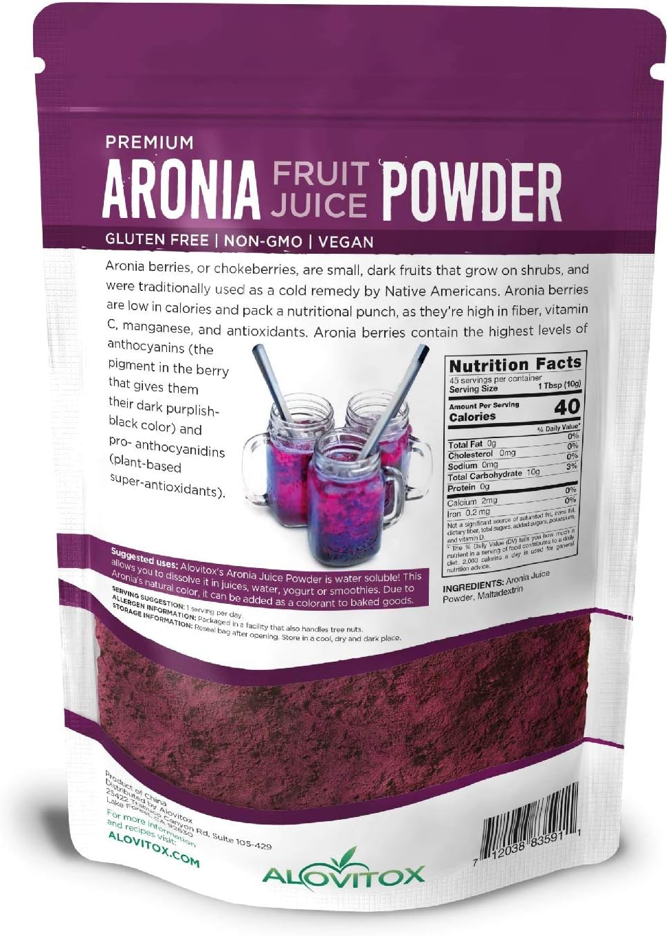 Suplemento Aronia Berry Powder Jugo denso antioxidante