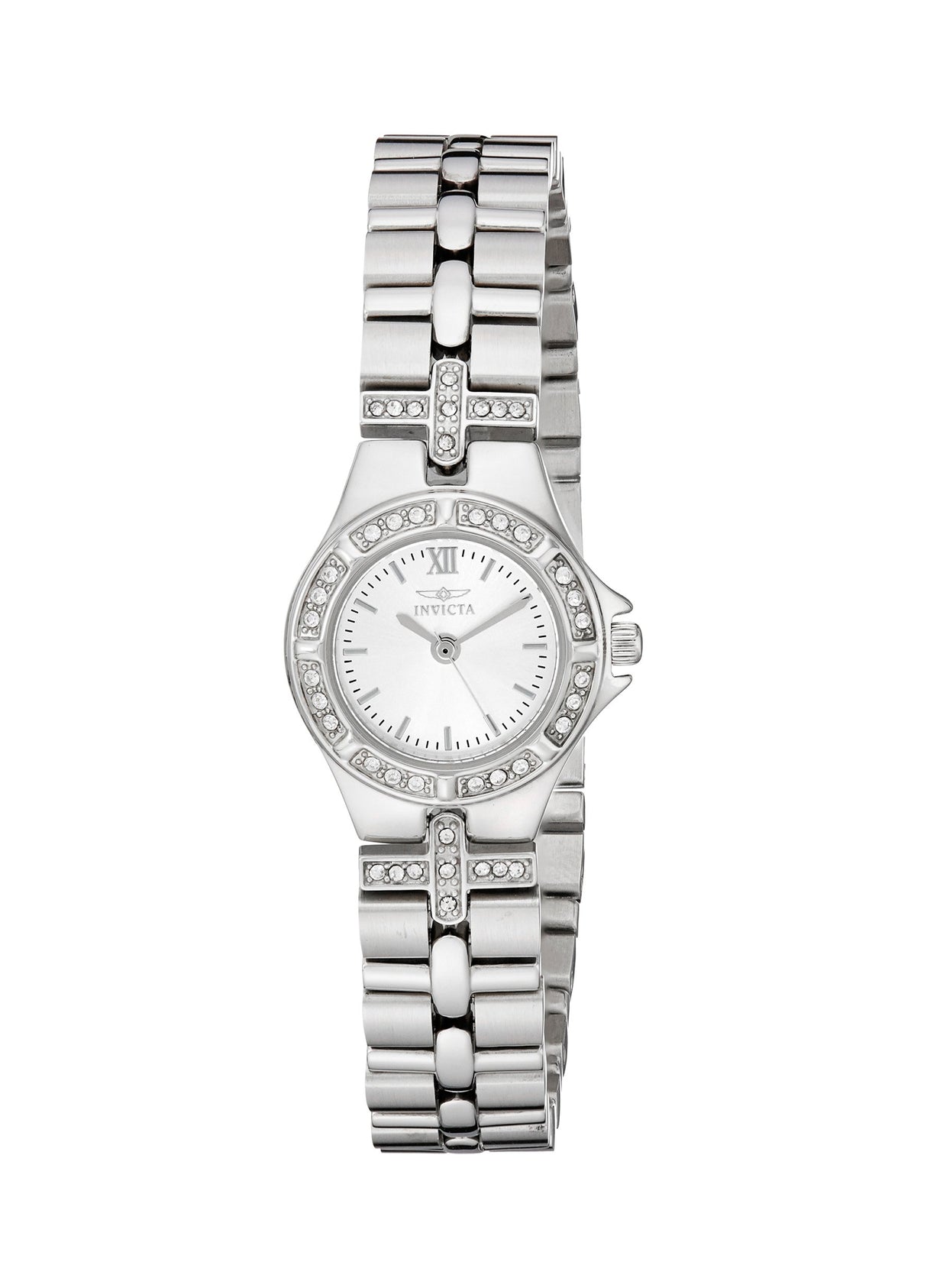 Reloj de acero inoxidable con acento de cristal