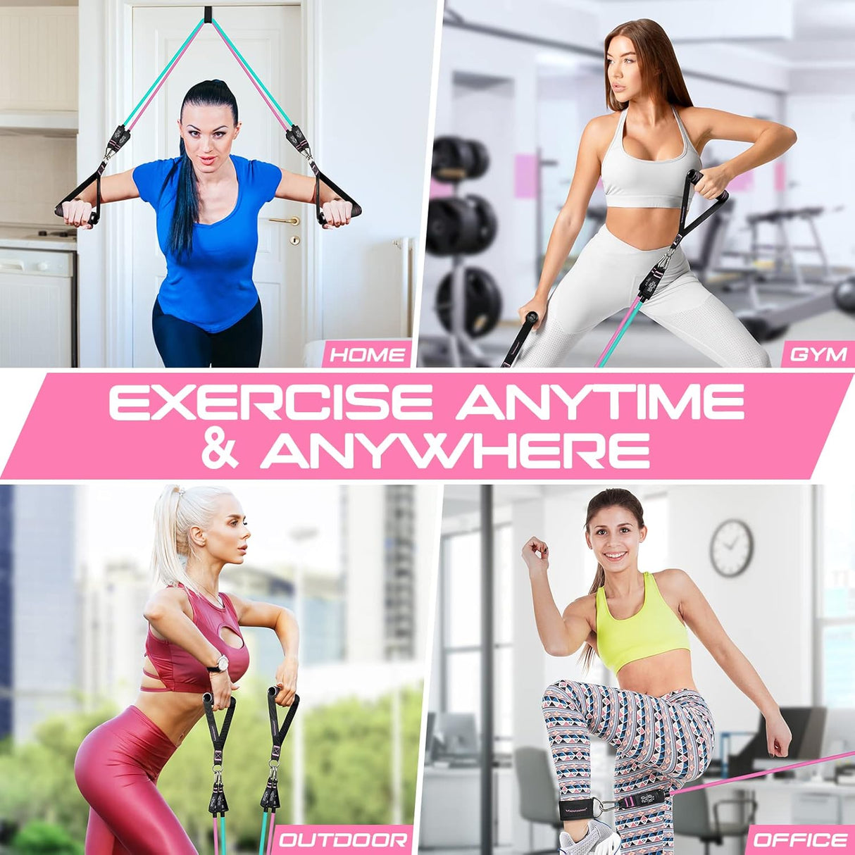 Bandas de resistencia 150 lbs con asas y correas de tobillo