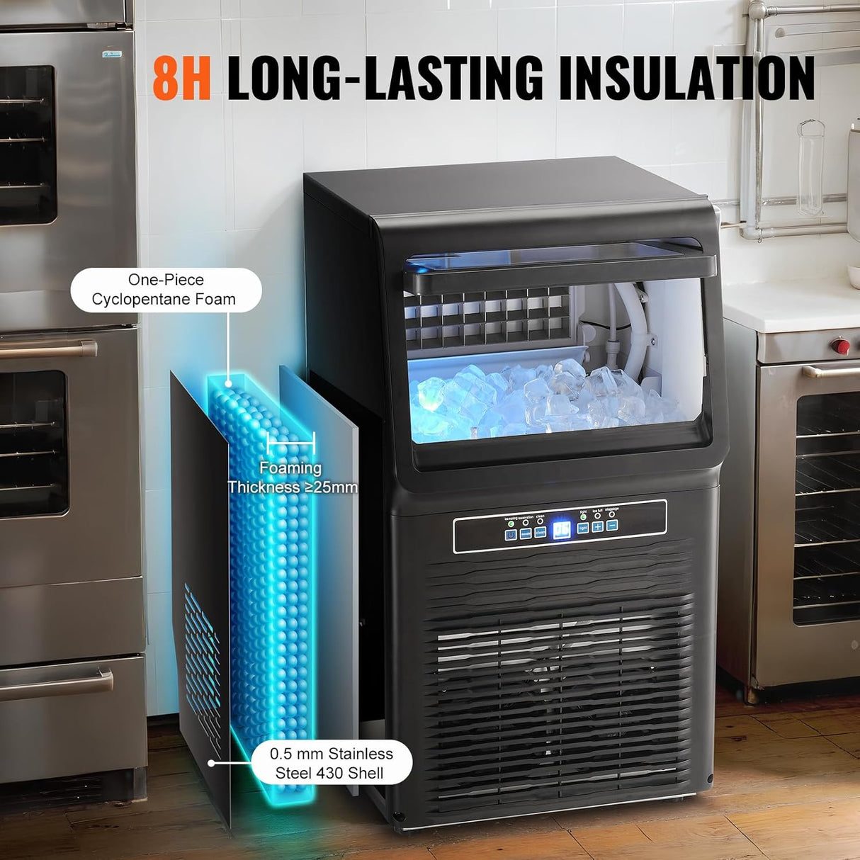 Máquina de Hielo, 70 lbs/24H, 36 Cubos en 12-15 Minutos