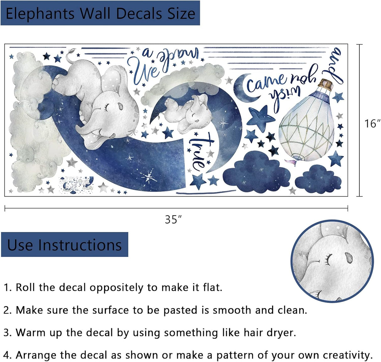 Yovkky Elefante Durmiendo Vinilos Decorativos para Niños