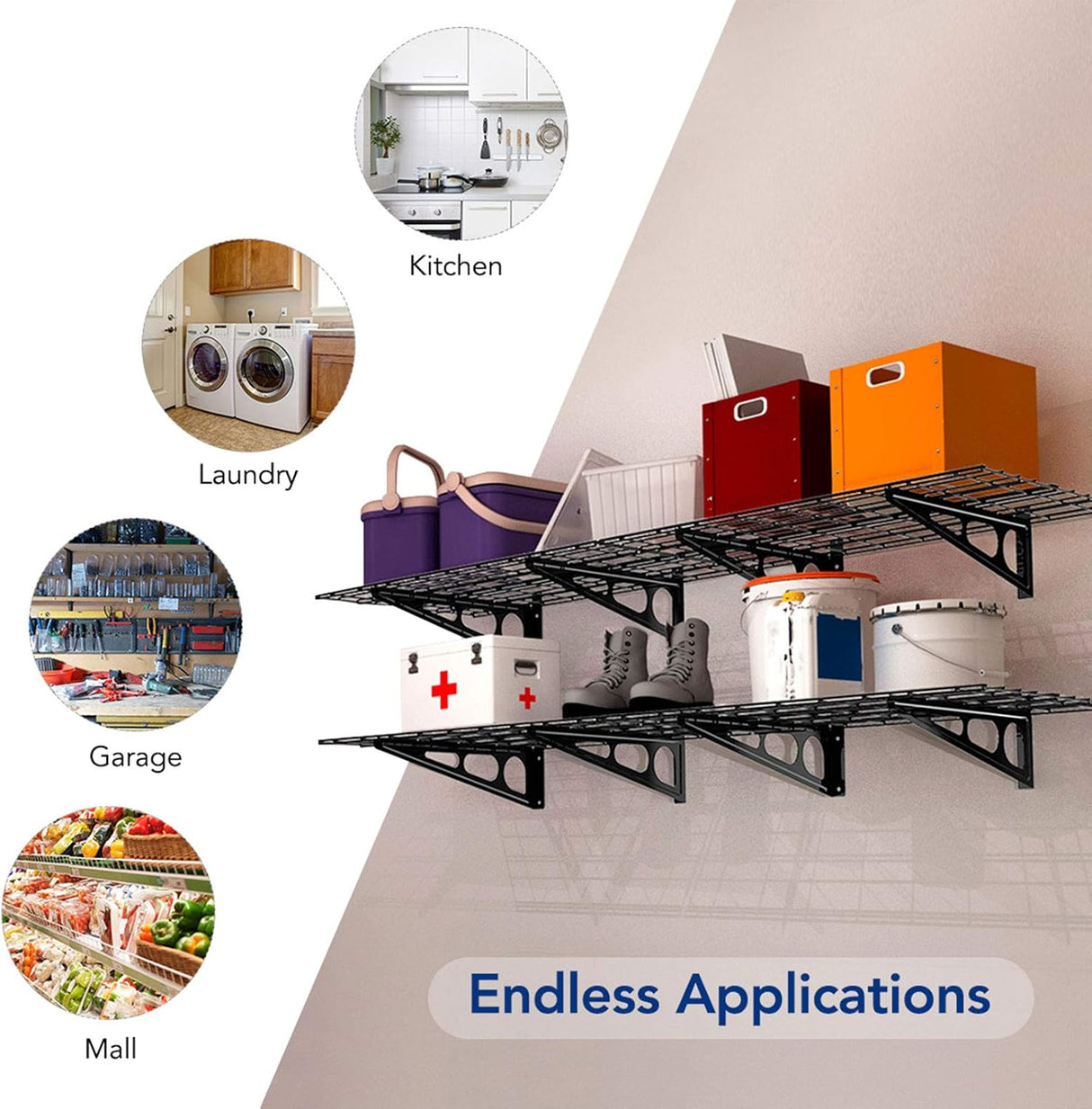 Repisas de pared para garaje, modelo FLEXIMOUNTS