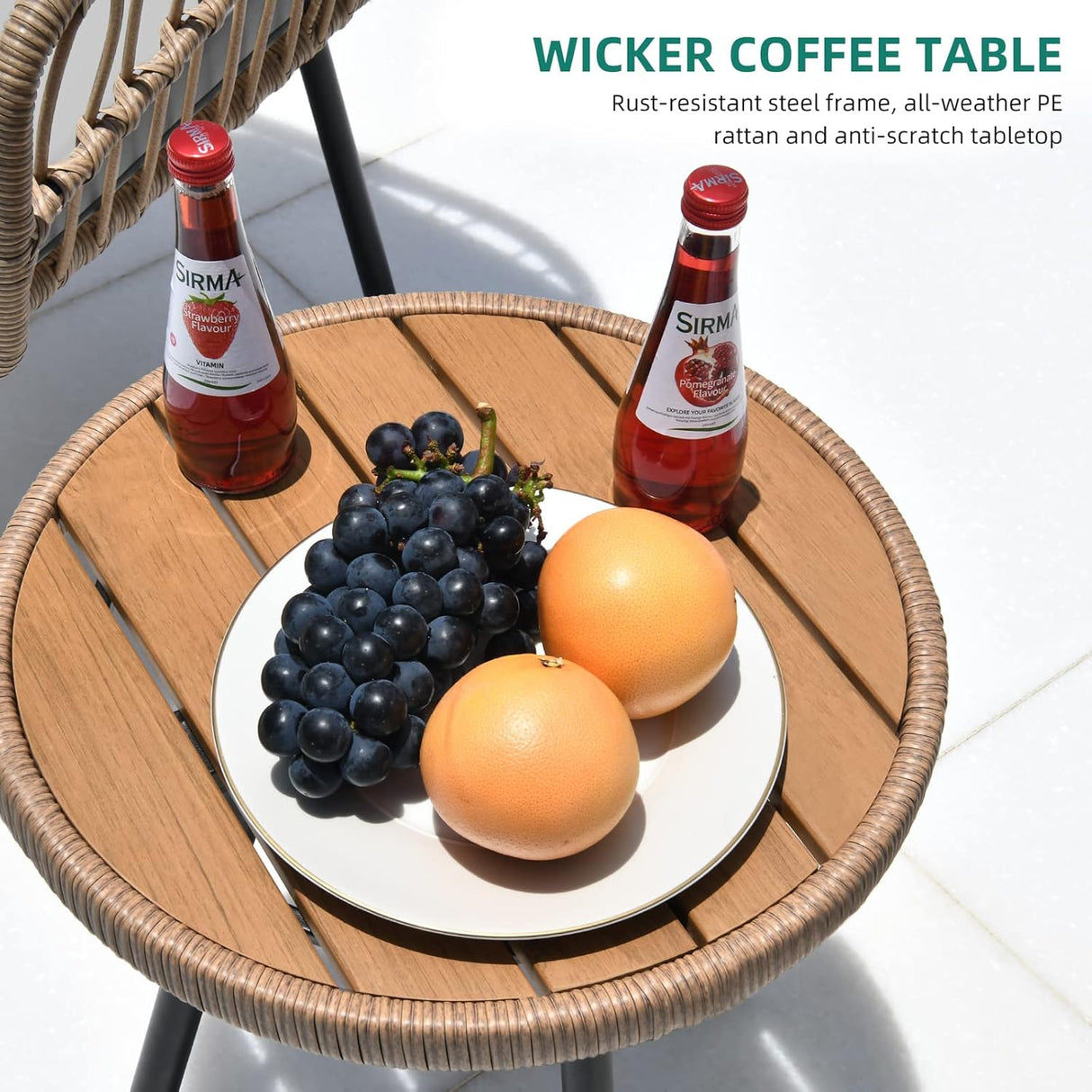 YITAHOME Juego de muebles de patio de 4 piezas, juego de mimbre para balcón, juego de conversación de ratán para todo tipo de clima, con sillas de dos plazas, cojines suaves para patio, piscina, cubierta, jardín, gris