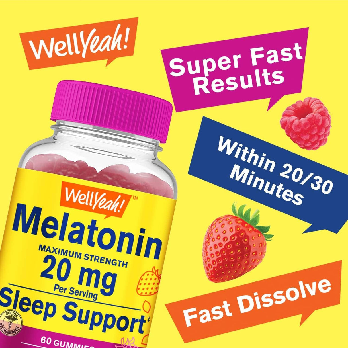 Gomitas para el sueño de 20 mg (paquete de 2), sabor a baya