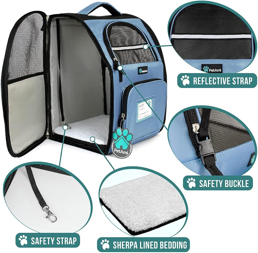 Mochila de lujo para gatos y viajes senderismo azul