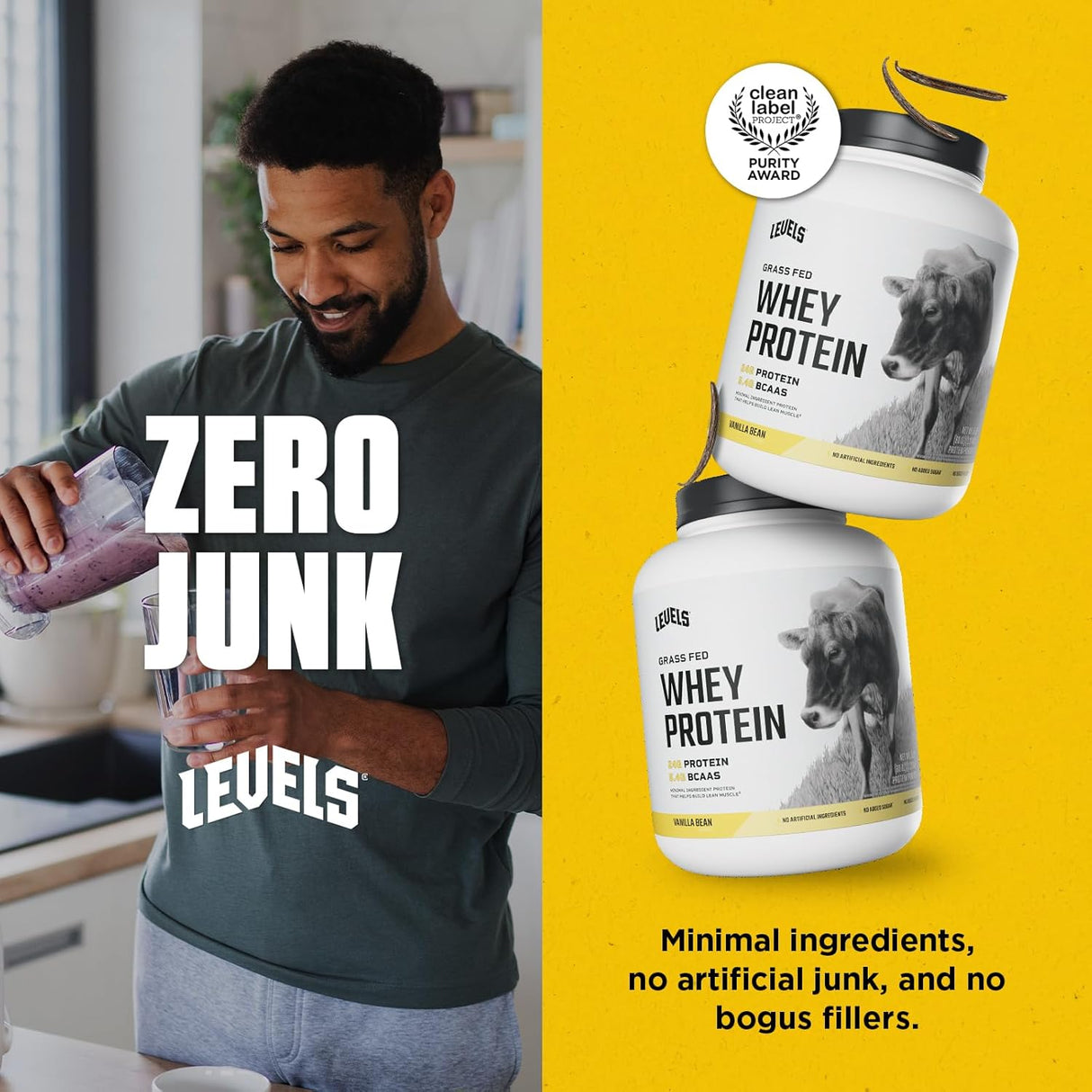 Niveles Proteína de Suero Grass Fed 24G Vainilla 5LB