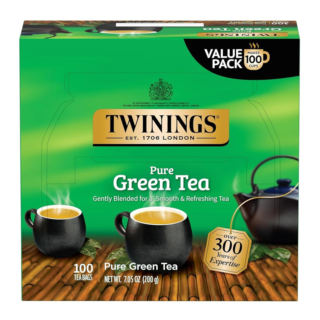 Té Verde Puro Twinings 100 Bolsas Individuas Ref. 123