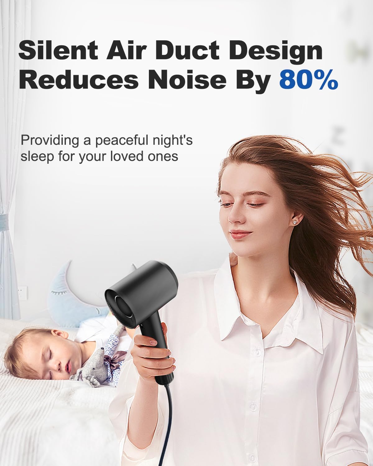 Secador de Pelo 7MAGIC, Motor sin Escobillas, 1400W, Rápido