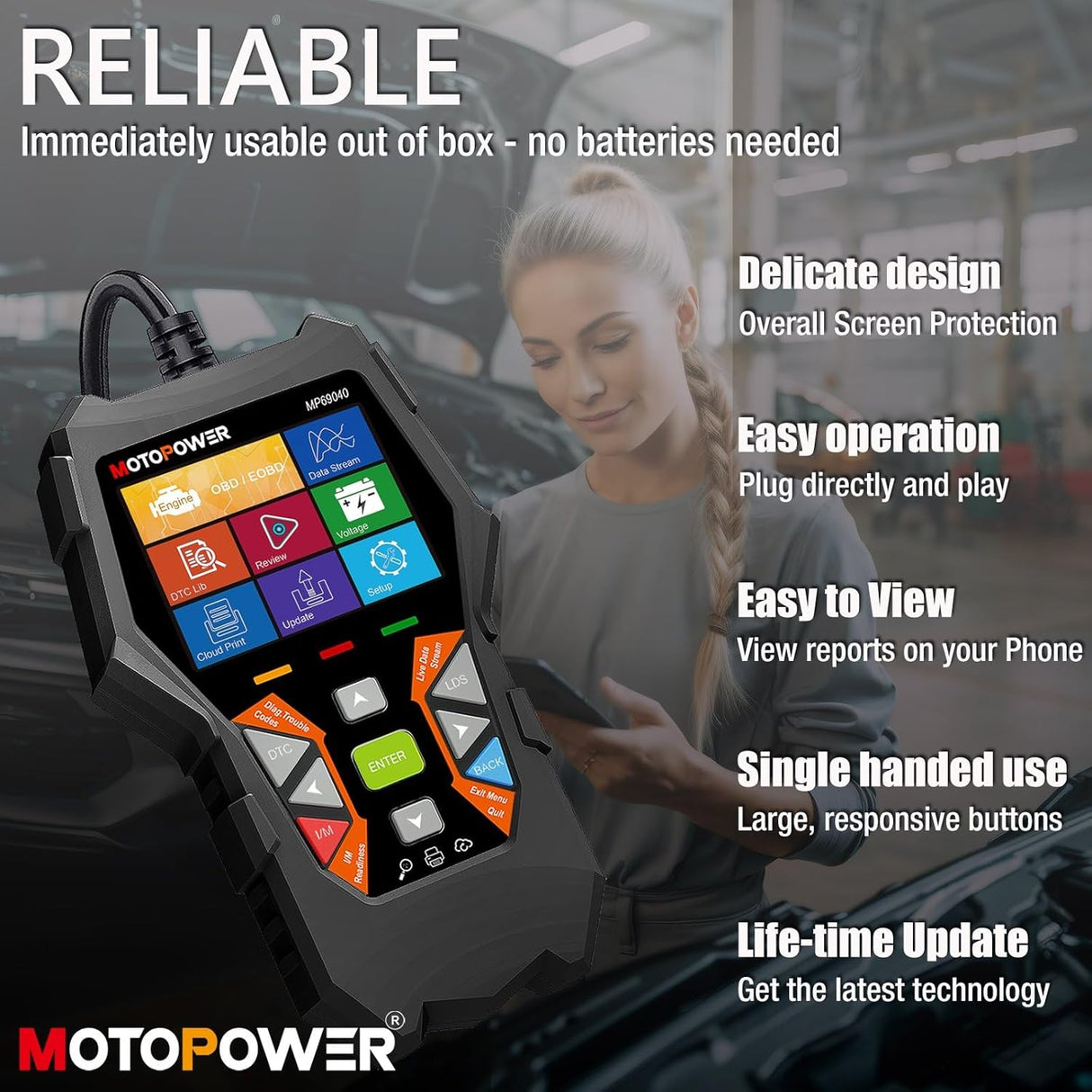 Escáner de diagnóstico de lector de código MP69040 MOTOPOWER