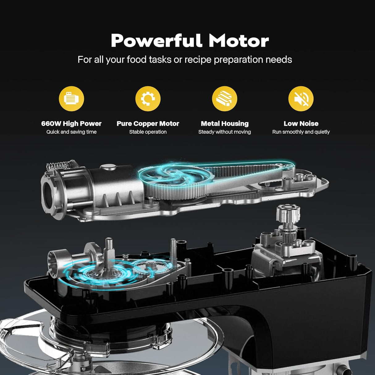 Batidora de Cocina VIVOHOME 7.5 qt 660W 6 Velocidades modelo KM-1