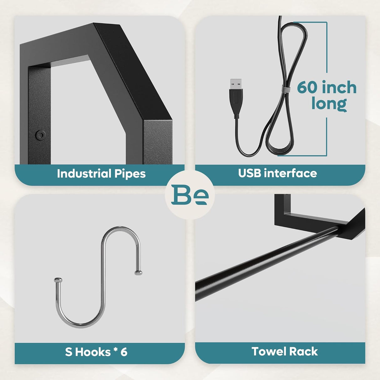 Estante Flotante Bestier LED, Ajustable, 34 con Ganchos S-Hook