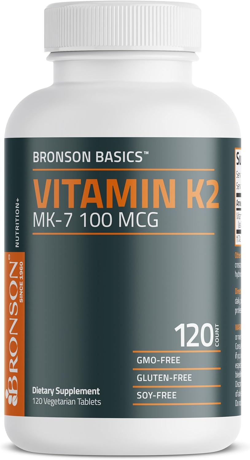Suplemento de Vitamina K2 MK-7 Bronson, 100 MCG, 120 Tabletas