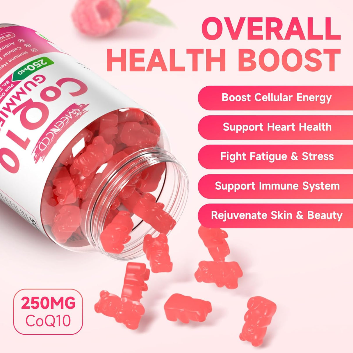Gummies CoQ10 Libre de Azúcar 250mg, Vegan 120 unidades