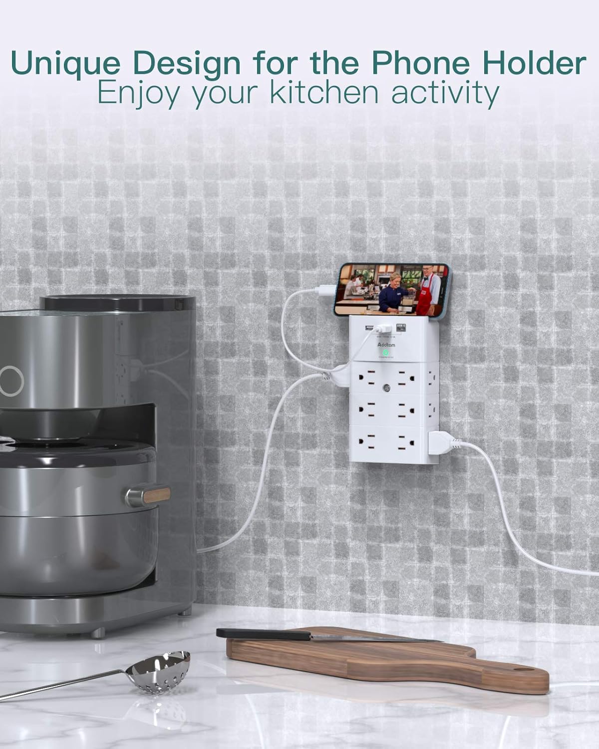 Protector contra sobretensiones con extensor de 12 tomas