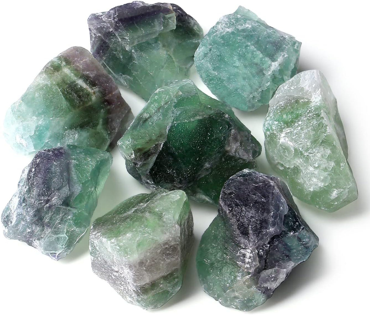 Cristales crudos de fluorita de 2 pulgadas, a granel