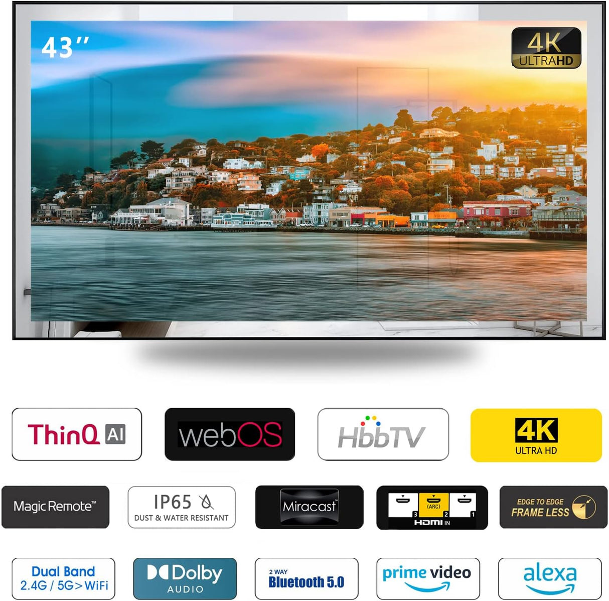 Espejo TV Inteligente Soulaca 42 4K LED IP65 con Control Vocal