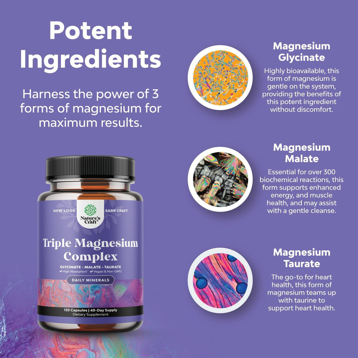 Suplemento de Magnesio Triple 400 mg - Alta Absorción