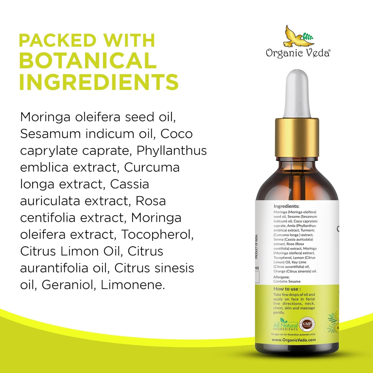 Aceite Facial de Moringa con Cúrcuma y Rosa