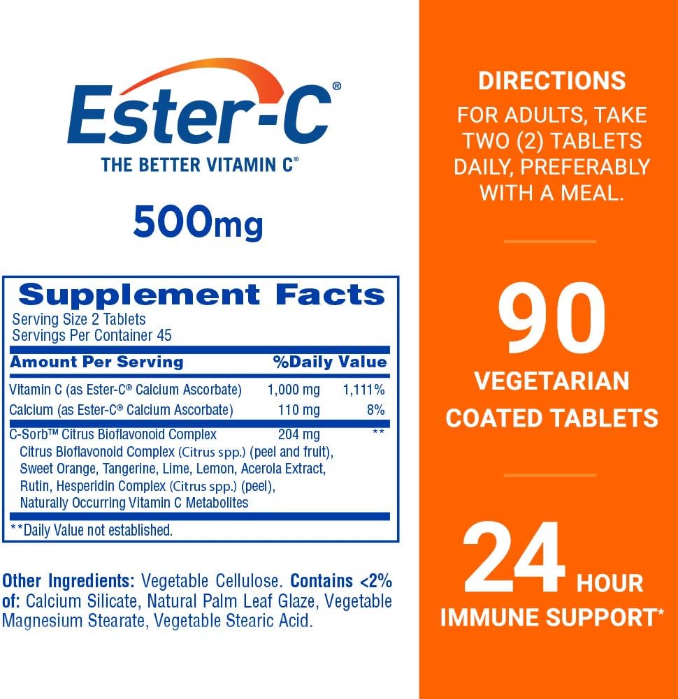 Suplemento Ester-C Tabletas de vitamina C de 500 mg 90 und