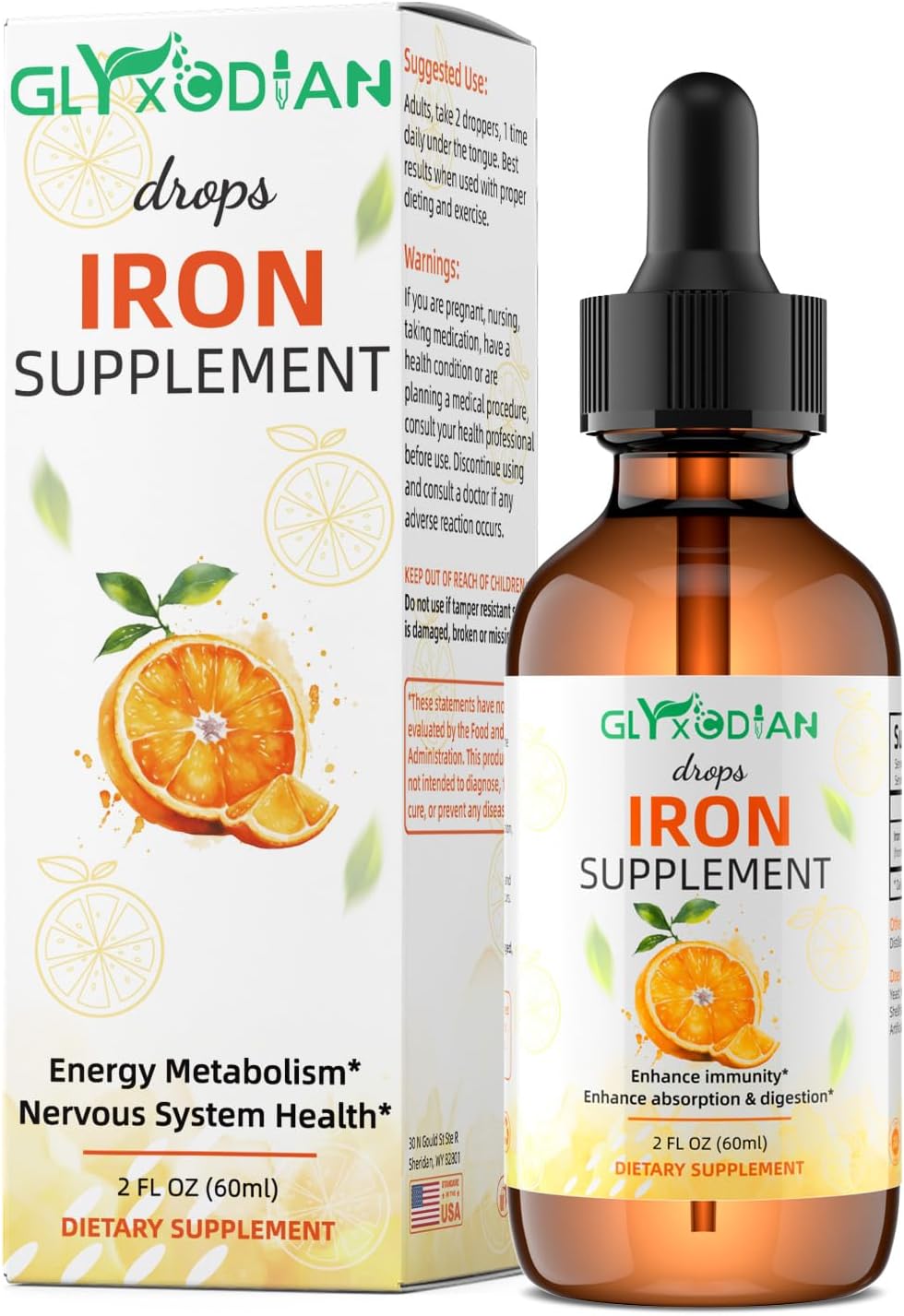 Suplemento líquido de hierro para mujeres y hombres, 60ml, absorción 98%